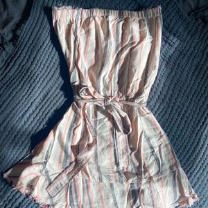 Cloth & Stone Linen Blend Striped Tube Top Dress